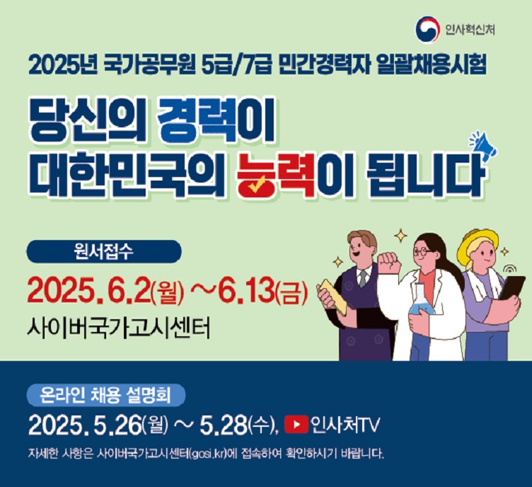 2025년도 국가공무원 5, 7급 민간경력자 일괄채용시험 홍보